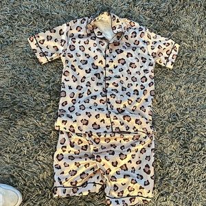 Girls Leopard silk pajamas size 14